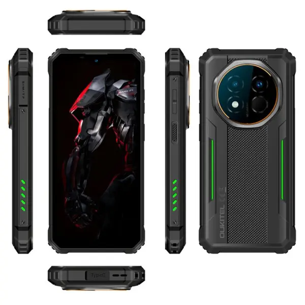 Telefon Mobil Oukitel G6 Rugged, Verde, 4G, Ecran 6.52 HD+ 90Hz, 24GB RAM (8GB + 16GB extensibili), 256GB, Camera 64MP, Baterie 10600mAh, Android 16, NFC, Dual SIM
