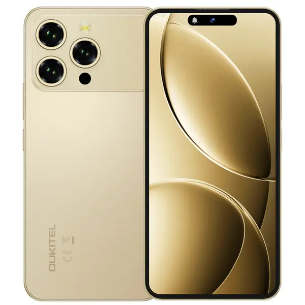 Telefon mobil Oukitel P1 Pro, Auriu, 4G, 6.7 AMOLED, 16GB RAM (4GB + 12GB Extensibili), 256GB ROM, 50MP, Android 15, Helio G100, NFC, Senzor Amprenta, 5150mAh, 18W, Dual SIM