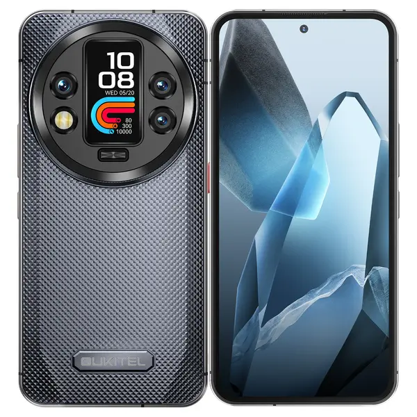 Telefon mobil Oukitel WP200 Pro, Gri, 5G, 6.7 FHD+ AMOLED, Ecran Smart Detasabil, 72GB RAM (24GB + 48GB extensibili), 1TB ROM, Android 15, Dimensity 8200, 108MP+32MP, 8800mAh, 45W, Dual SIM