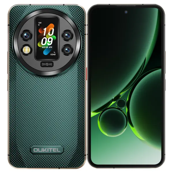 Telefon mobil Oukitel WP200 Pro, Verde, 5G, 6.7 FHD+ AMOLED, Ecran Smart Detasabil, 72GB RAM (24GB+48GB extensibili), 1TB ROM, Android 15, Dimensity 8200, 108MP+32MP, 8800mAh, 45W, Dual SIM
