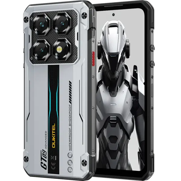 Telefon Mobil Oukitel WP60, Argintiu, 5G, 7.2 HD 120Hz, 24GB RAM (8GB + 16GB Extensibili), 256GB ROM, Android 15, Dimensity 7025, 108MP, Night Vision, NFC, Face ID, 10000mAh, 33W, Dual SIM