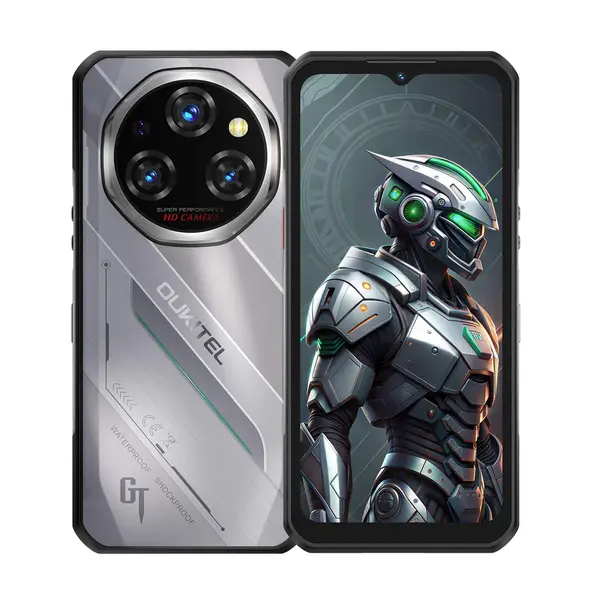 Telefon Mobil Oukitel WP62, Gri, 5G, 6.6 FHD+ 120Hz, 48GB RAM (16GB + 32GB Extensibili), 512GB ROM, Android 15, MTK Dimensity 7025, 108MP, Night Vision, NFC, Face ID, 11000mAh, 33W, Dual SIM