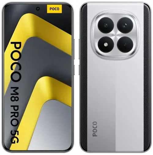 Telefon Mobil Poco M8 Pro, Procesor Qualcomm SM7635-AC Snapdragon 7s Gen 4, Octa-Core, Ecran AMOLED 6.83inch, 8GB RAM, 256GB Flash, Camera Duala 50 + 8 MP, 5G, Wi-Fi, Dual SIM, Android (Argintiu)