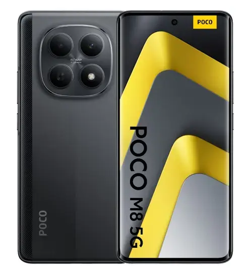 Telefon Mobil Poco M8, Procesor Qualcomm SM6475-AB Snapdragon 6 Gen 3, Octa-Core, Ecran AMOLED 6.77inch, 8GB RAM, 512GB Flash, Camera Duala 50 MP, 5G, Wi-Fi, Dual SIM, Android (Negru)