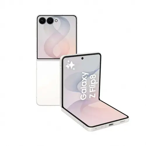 Telefon Mobil Samsung Galaxy Z Flip8, Procesor Exynos 2600, Ecran Foldable Dynamic LTPO AMOLED 2X, 12GB RAM, 256GB Flash, Camera Duala 50 + 12 MP, 5G, Dual Sim, Android (Alb)