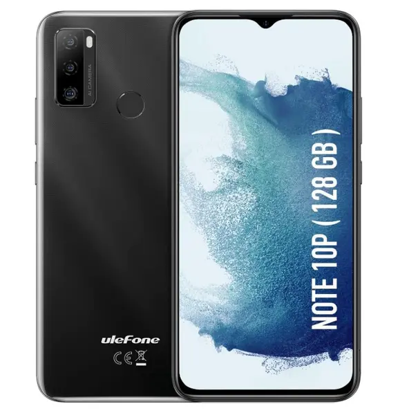 Telefon mobil Ulefone Note 10P Negru, 4G, 6.52 3GB RAM, 128GB ROM, Android 11, Quad Core, 5500 mAh, Dual SIM