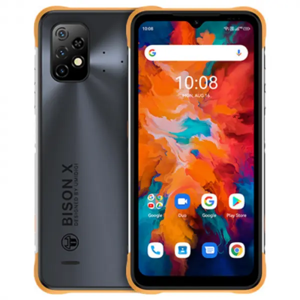 Telefon mobil UMIDIGI BISON X10 Galben, 4G, 6.53 HD+, 4GB RAM LPDDR4X, 64GB ROM, Android 11, Helio P60 OctaCore, NFC, 6150mAh, Dual SIM