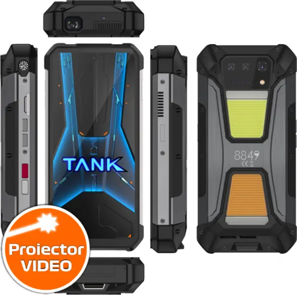 Telefon mobil Unihertz 8849 Tank 2 Pro, 4G, 6.81 FHD+, 120Hz, Proiector Video, 24GB RAM (12GB + 12GB extensibili), 256GB ROM, 108MP, Android 14, NFC, 23800mAh, Dual SIM