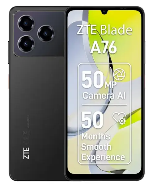 Telefon Mobil ZTE Blade A76 4G, Procesor Octa-Core, IPS LCD Capacitive Touchscreen 6.75inch, 4GB RAM, 128GB Flash, Camera Duala 50 MP, Wi-Fi, 4G, Dual Sim, Android (Negru)