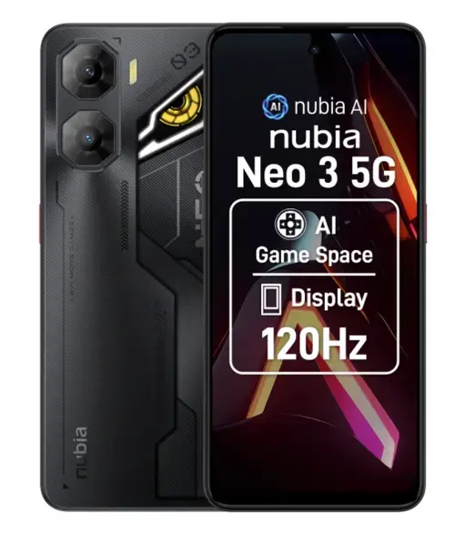 Telefon Mobil ZTE nubia Neo 3, Procesor Unisoc T8300 Octa-Core, IPS LCD Capacitive touchscreen 6.8inch, 8GB RAM, 256GB Flash, Camera Duala 50 + 2 MP, 5G, Wi-Fi, Dual Sim, Android (Negru)