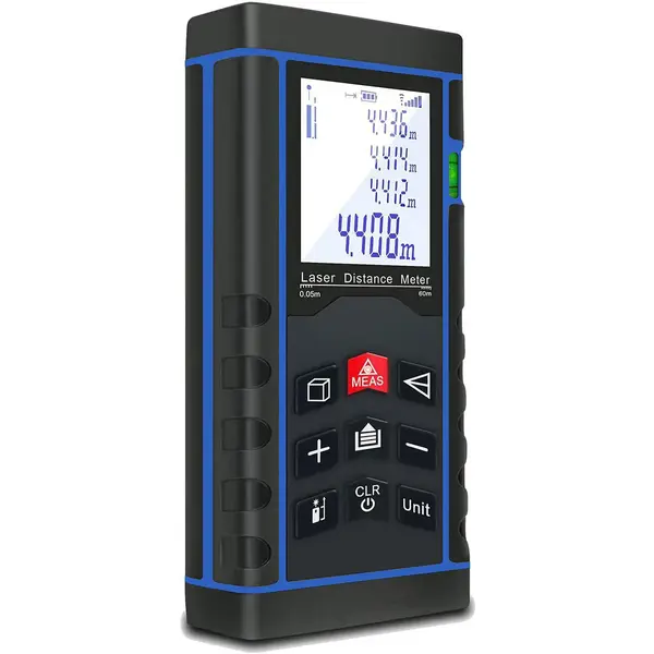 Telemetru cu laser HAWIRE 60m, Ecran LCD 2 inch, Precizie ±1.5mm, IP54, Clasa Laser II, Memorie 20 masuratori, Calcul suprafata si volum, Negru, Profe