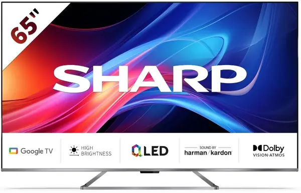 Televizor inteligent Sharp - 65GP7265E, 65'', QLED, 4K, 2x12W Harman Kardon, Dolby Vision-Atmos, Google TV, negru