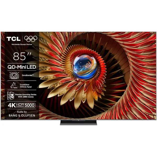 Televizor Mini LED TCL 85Q8C, 215 cm, Google TV Ultra HD 4K, 100 Hz, Clasa E