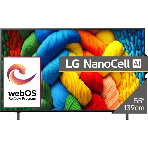 Televizor NanoCell Smart LG 55NANO80A3B, ULTRA HD 4K, HDR, 139 cm, Clasa G