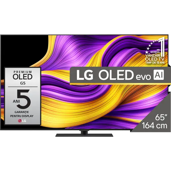 Televizor OLED Evo LG 65G53LS, Brightness Booster Ultimate, stand central inclus, ULTRA HD 4K, HDR, 164 cm