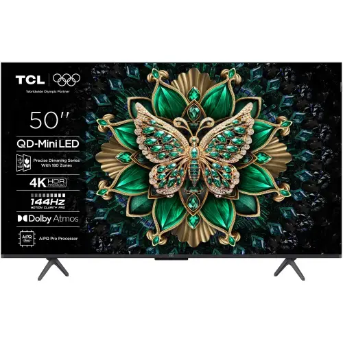 Televizor QLED MiniLed TCL 127 cm (50inch) 50C6K, Ultra HD 4K, Smart TV, WiFi, CI+