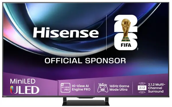 Televizor smart Hisense - 55U7Q_PRO, 55'', MiniLED PRO AI, 4K, 165Hz, HDR10+, Dolby Atmos, negru