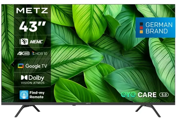Televizor smart METZ - 43MUF7000Z, 43'', 4K, UHD, DLED, HDR10, Dolby Audio 2x10W, Google TV, negru/gri