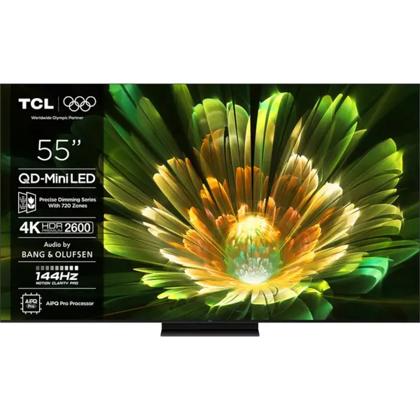 Televizor smart Mini LED TCL 4K UHD HDR 55Q7C, 138 cm, WiFi, 100 Hz, smart Google TV, Clasa F