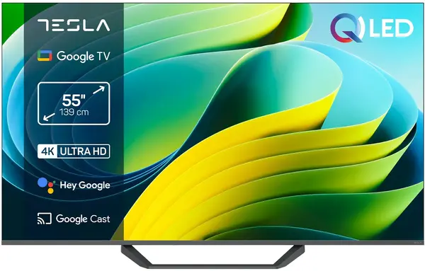 Televizor smart Tesla - Q55E655GUS, 55'', 4K, QLED, UltraHD, HDR10, Dolby Vision, Google TV, gri