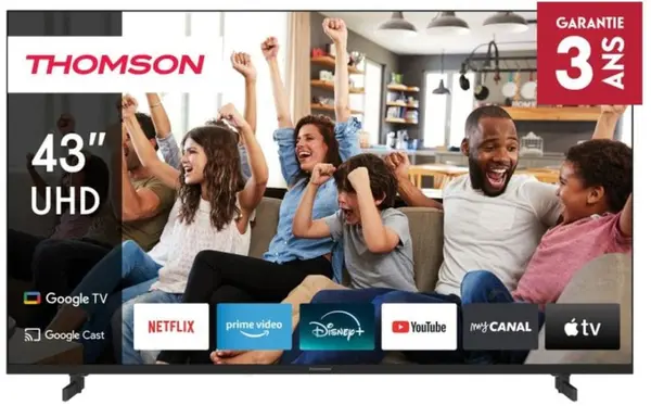 Televizor smart Thomson - 43UG5C14, 43", 4K, UltraHD, DLED, HDR10, Swivel Stand, Google TV, Dolby Vision, Google TV, negru