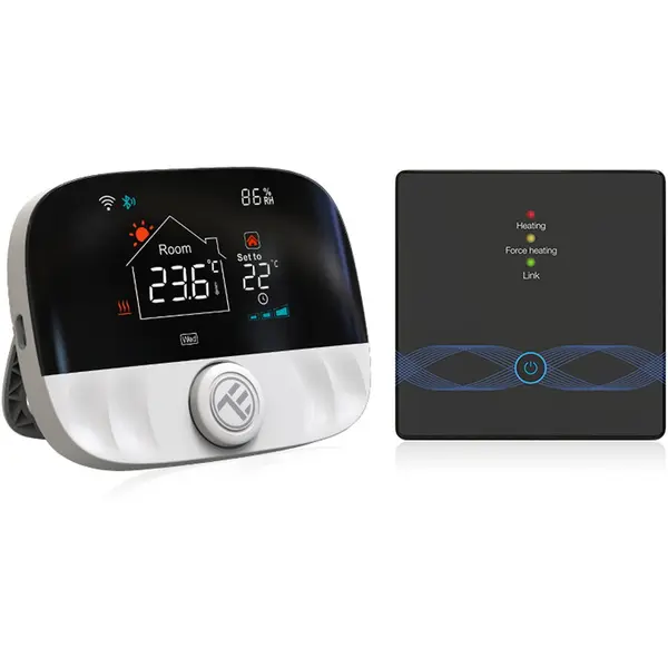 Tellur Termostat de ambient smart pentru centrala Tellur Smart, TSH02, Wi-Fi, ecran LCD, Negru
