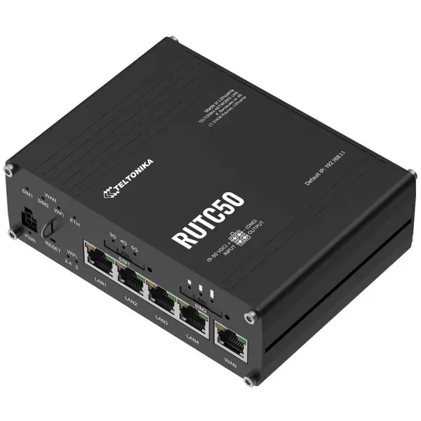 TELTONIKA Router Wireless Teltonika RUTC50 5G, 2 SIM, 3,4 Gbps, 5 porturi Gigabit