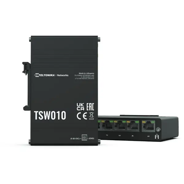 TELTONIKA Switch Teltonika Industrial TSW010, 5 porturi RJ45, PoE pasiv, Carcasa aluminiu, IP30