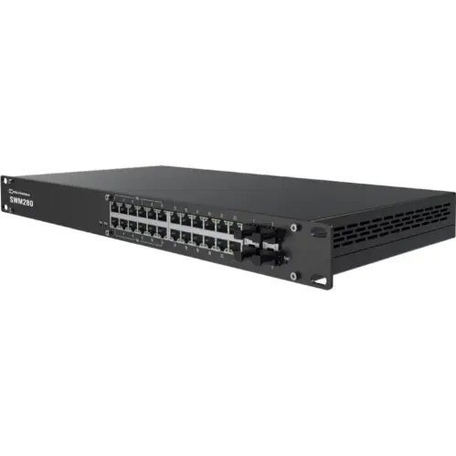 TELTONIKA Switch TELTONIKA NET SWITCH 24PORT 10/100/1000/L2+ SWM280, 24 porturi Gigabit, 12x PoE+, 4x SFP, L2+ Managed