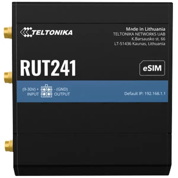 TELTONIKA Teltonika RUT241 | Router LTE Industrial | Cat.4, 2x LAN 100 Mb/s WiFi 2.4 GHz, RUT241 010000 Industrial LTE Router Cat.4 2x LAN 100 Mb/s WiFi 2.4 GHz