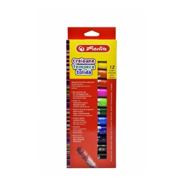 Tempera solida creioane 10 G 12 culori/set Herlitz Tempera solida creioane 10 G 12 culori/set Herlitz