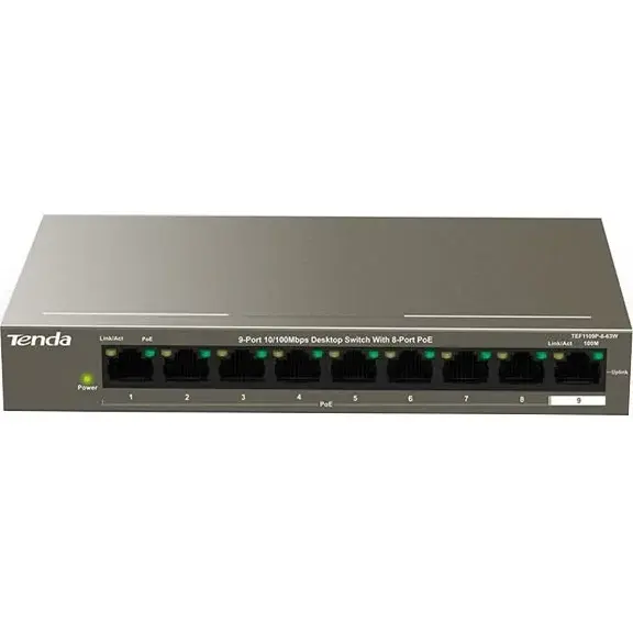 tenda SwitchPoE Tenda TEF1109P-8-63W, 8PorturiPoE 10/100Mbps