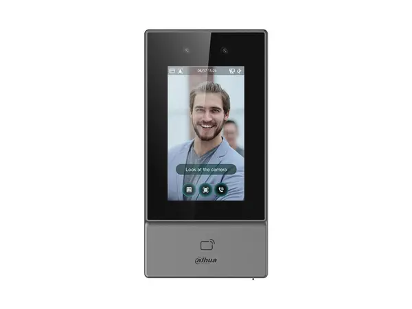 Terminal control acces facial Dahua, Wi-Fi, PoE, ecran tactil 4.3 inch, camera dual-lens 2MP, card IC 13.56MHz, 6000 utilizatori, IP65, ASI6213S-PW
