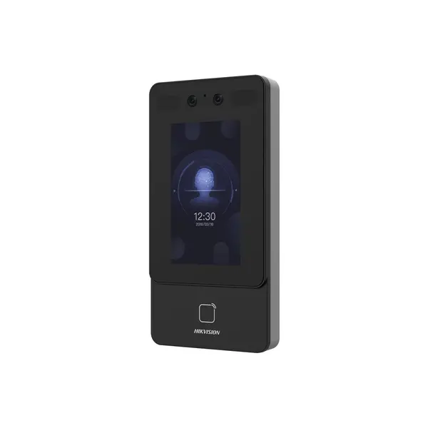Terminal de control acces cu recunoastere faciala Hikvision DS-K1T342MFWX-E1, 15000 fete, 3000 carduri, amprenta, microfon si difuzor
