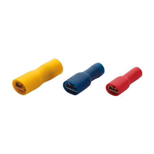 Terminale mamă complet izolate 0,5-1,5 mm², soclu 0,8×2,8 mm, manșon roșu, set 200 buc. Plastim IPFD-1288