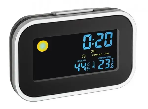 Termo-higrometru cu ceas si alarma iluminat TFA 60.2015
