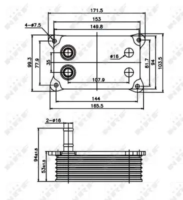 Termoflot radiator ulei (153x52x95, cu garnitura) FORD MONDEO III, TRANSIT 2.0D 2.2D 2.4D intre 2000-2007