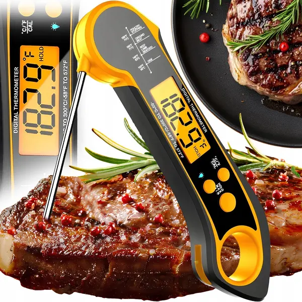 Termometru Digital de Bucatarie NewEvo , Sonda Pliabila 11 cm, Citire Rapida 3 Secunde, Interval -50 C pana la 300 C, Precizie 1 C, Display LCD