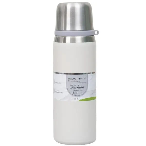 Termos cu Interior si Capac din Inox, Capacitate 700 ml, Alb
