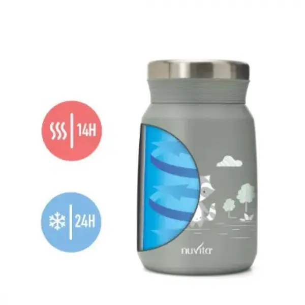 Termos din otel inoxidabil Nuvita Sage Green pentru alimente lichide si solide 500 ml