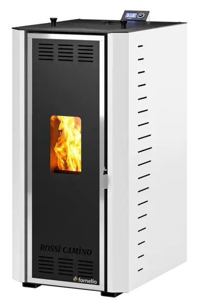Termosemineu pe peleti Fornello Camino Rossi 25 kW, pompa Grundfos, vas expansiune, arzator inox