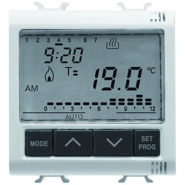 Termostat electronic cu programare zilnica/saptamanala 2 module Gewiss Chorus GW10703, alb