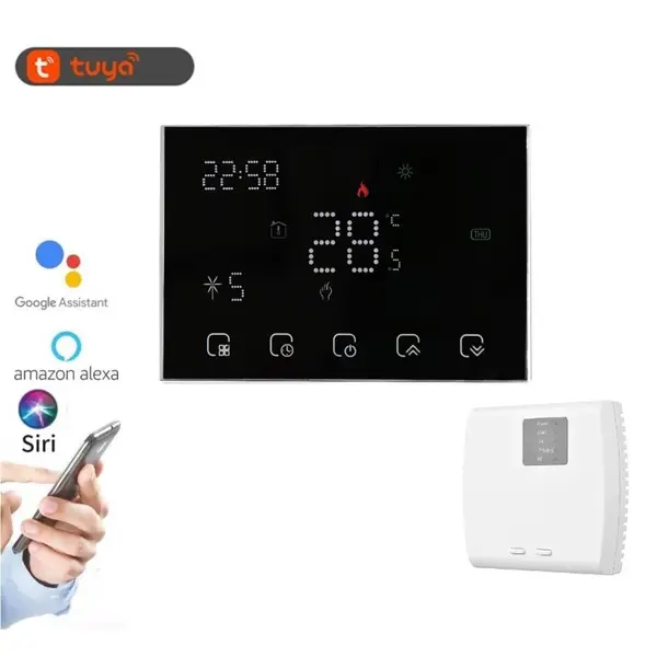 Termostat Inteligent TORWT-40 Portabil, cu WiFi+RF, ecran tactil, pentru centrale pe gaz, incalzire in pardoseala Negru
