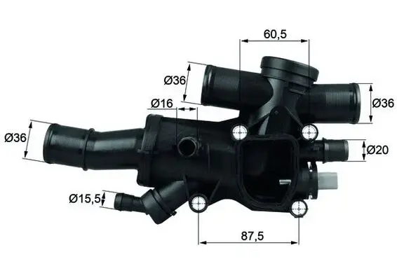 Termostat lichid racire (83 C, in carcasa) potrivit VOLVO C30, C70 II, S40 II, S80 II, V50, V70 III; CITROEN C4, C4 GRAND PICASSO I, C4 I, C4 PICASSO I, C5 II, C5 III 2.0D 2.2D 3.0 09.02-