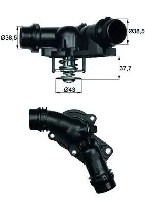 Termostat lichid racire (97 C, in carcasa) potrivit BMW 3 (E36), 3 (E46), 5 (E39), 5 (E60), 5 (E61), 7 (E38), 7 (E65, E66, E67), X3 (E83), X5 (E53), Z3 (E36), Z4 (E85) 2.0-3.0 12.91-12.10