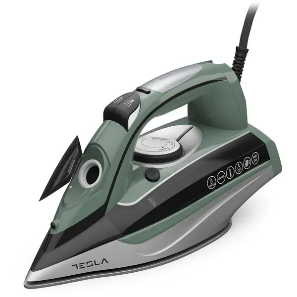 TESLA Fier de calcat cu iPump, Tesla IR600BGP, 3000 W, sensor maner, abur vertical, rezervor 400 ml, 65g/min, autocuratare, oprire automata, cablu 2.5 m, verde