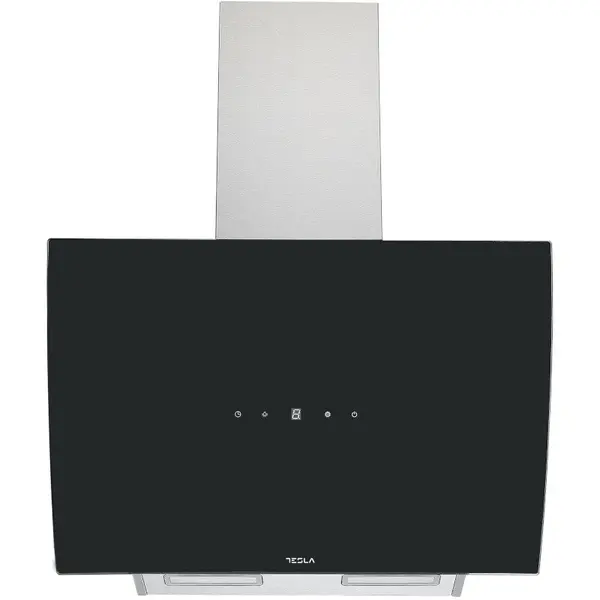 TESLA Hota Tesla decorativa DD600AXB, Putere de absorbtie 630 m3/h, 3 trepte de viteza, Iluminare LED, 60 cm, Inox/Negru