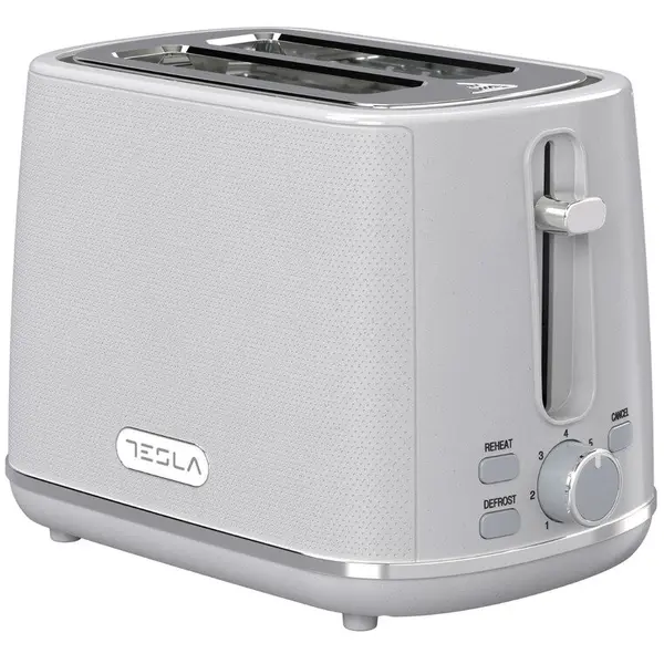 TESLA Prajitor de paine Tesla TS400GX, 930W, 2 felii, grad de rumenire reglabil, tavita pentru firimituri detasabila, functie dezghetare, functie reincalzire, Alb-Gri