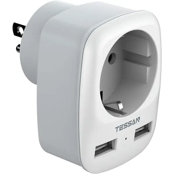 Tessan Adaptor Europe to USA Tessan TS-611, EU - US, 2xUSB - 2,4A, 10 A