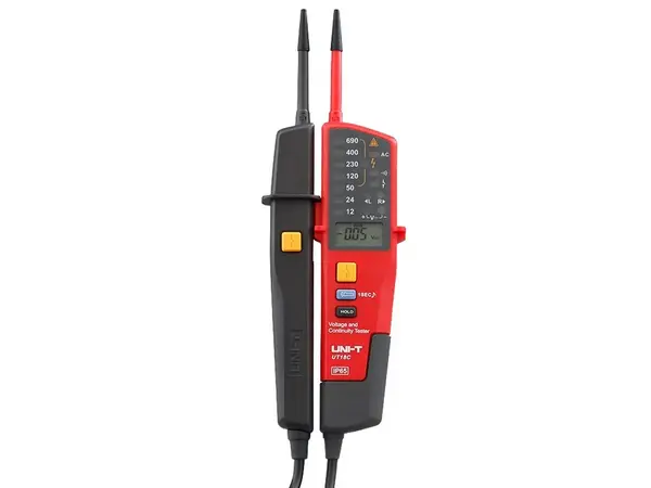 Tester pentru voltaj AC/DC, Cat3 690V, Cat4 600V, detectie polaritate, frecventa 50-400Hz, display LED, IP65, Unit-T UT18C